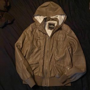 brown faux leather jacket